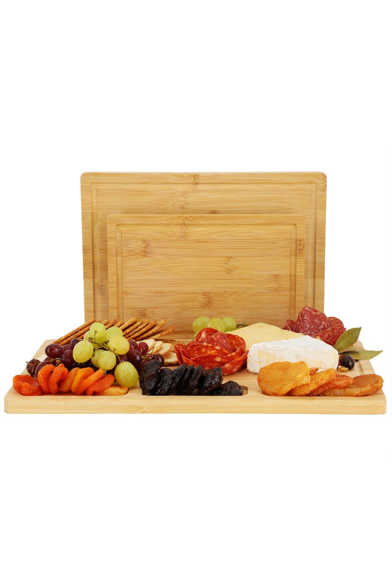 3 Piece Wood Cutting, Prep and Serving Boards, Main, color, Bamboo