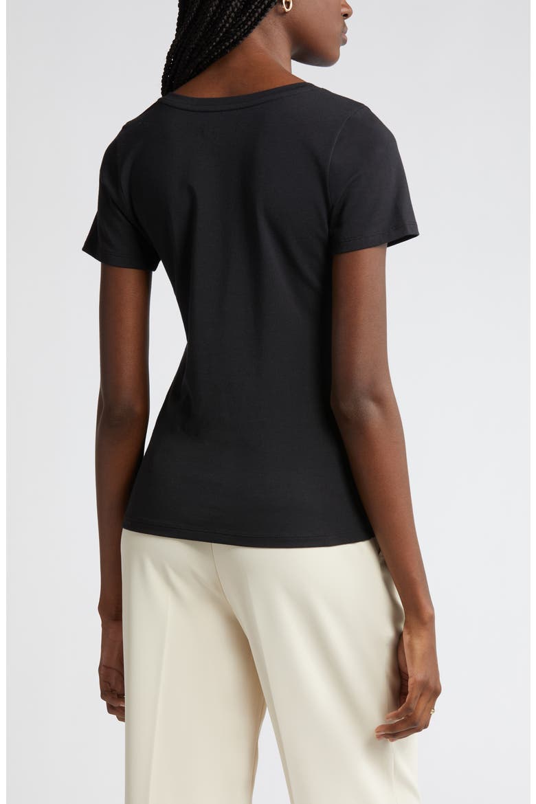Everyday V-Neck Pima Cotton Blend T-Shirt, Alternate, color, BLACK