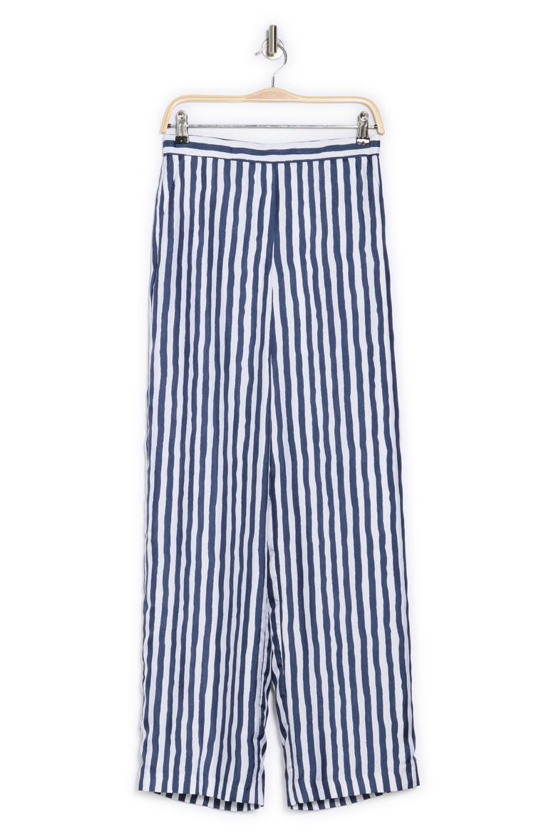 Relax Stripe Silk Pull-On Pants, Alternate, color, BLMU