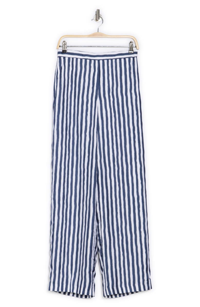 Theory Relax Stripe Silk Pull-On Pants, Alternate, color, Blue Multi - G0d