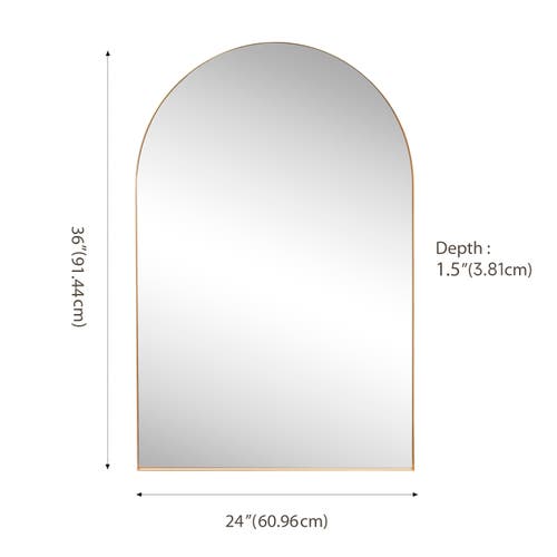 Jonathan Y Elodie Medium Arched Metal Framed Wall Mounted Mirror In Gold