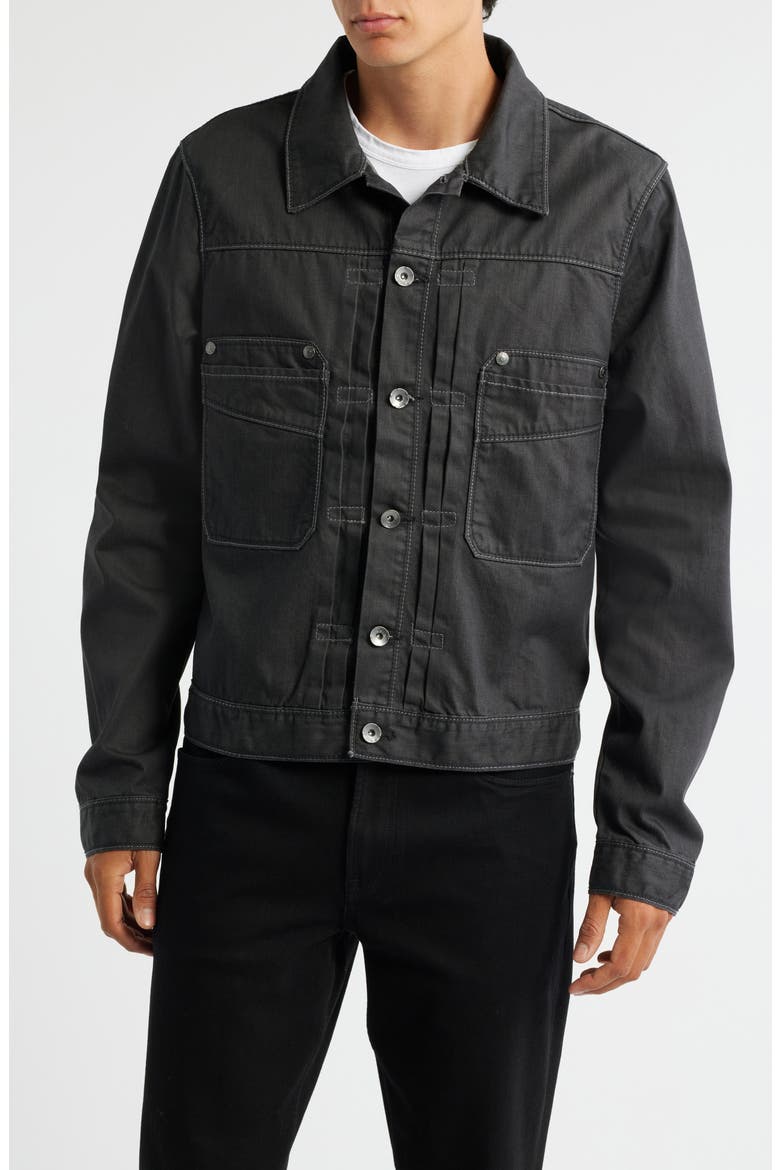 Coated Denim Jacket, Alternate, color, BLACK