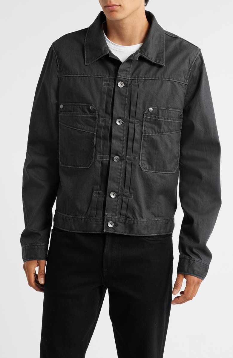 LEVEL 7 Coated Denim Jacket, Alternate, color, Black