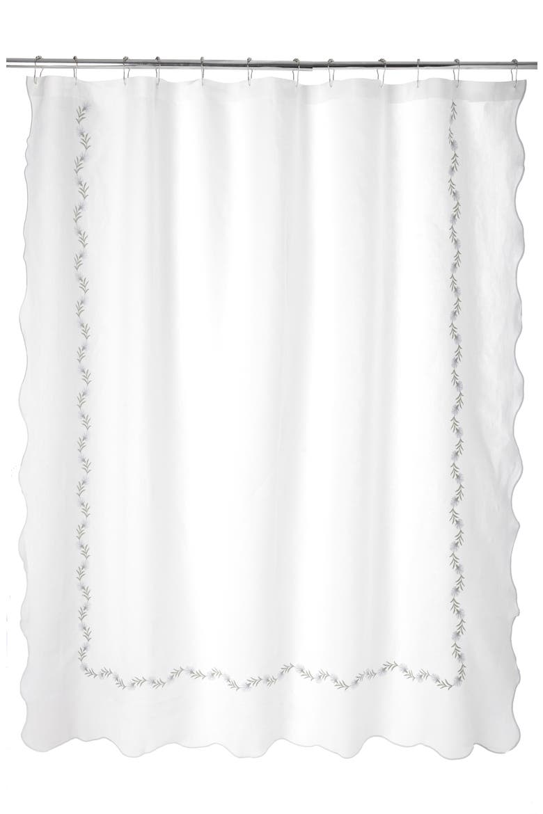 Daphne Linen Shower Curtain, Main, color, STERLING
