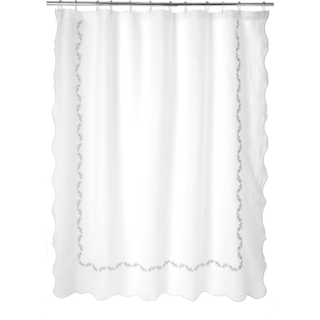 Matouk Daphne Linen Shower Curtain In Sterling