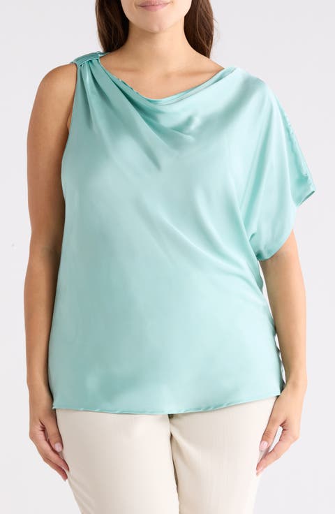 Asymmetric Satin Top (Plus)