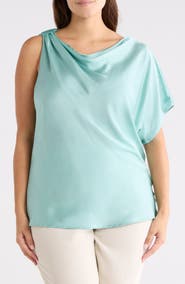 Renee C Asymmetric Satin Top
