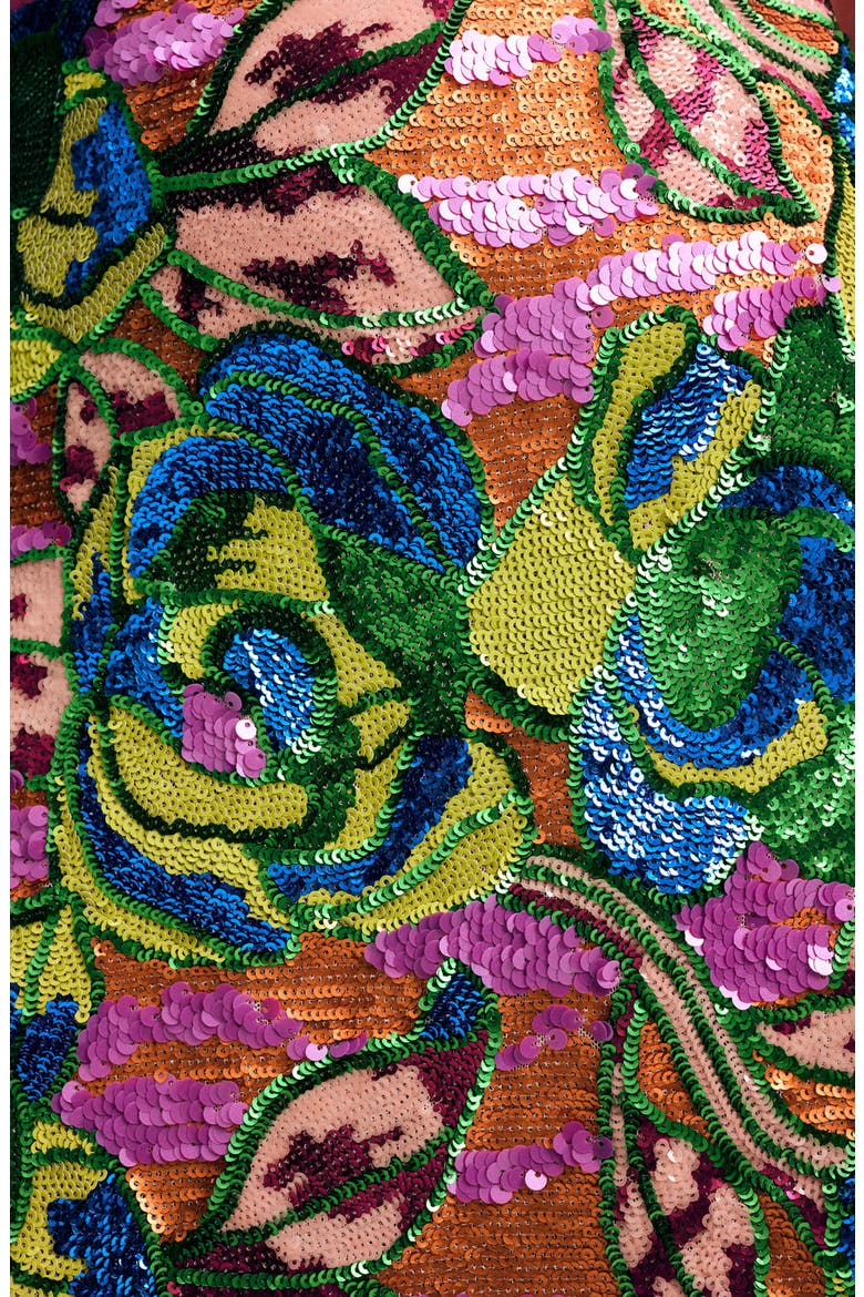 Floral Sequin Miniskirt, Alternate, color, MULTI