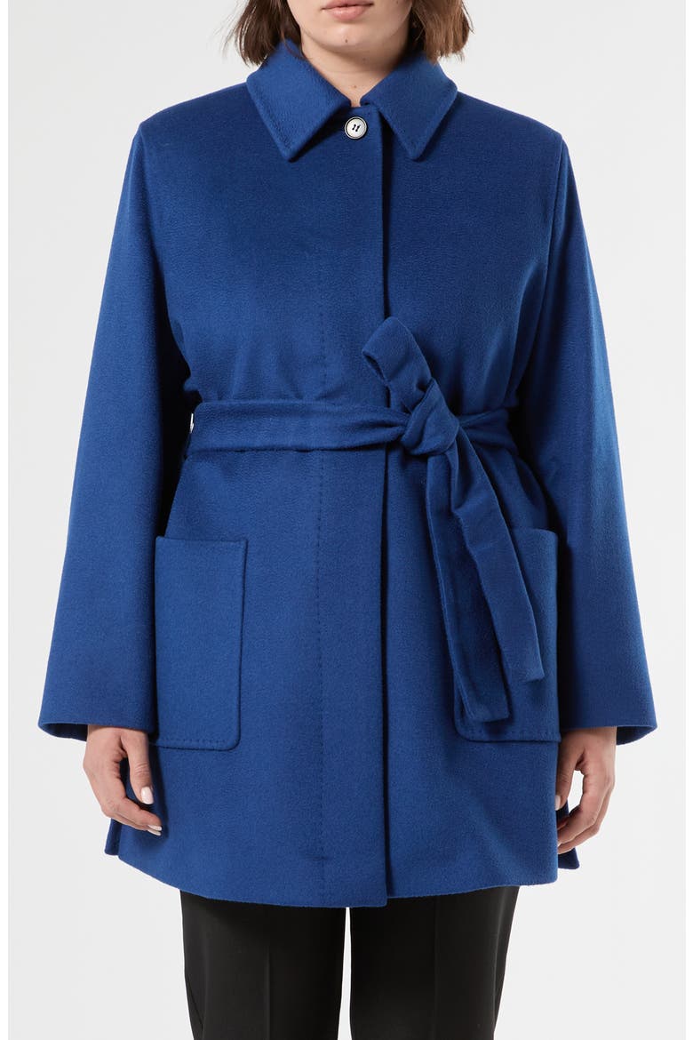 Poggio Belted Virgin Wool Short Coat, Main, color, CHINA BLUE