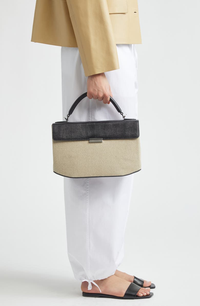 TOTEME Clip Canvas & Lizard Embossed Leather Top Handle Bag, Alternate, color,
