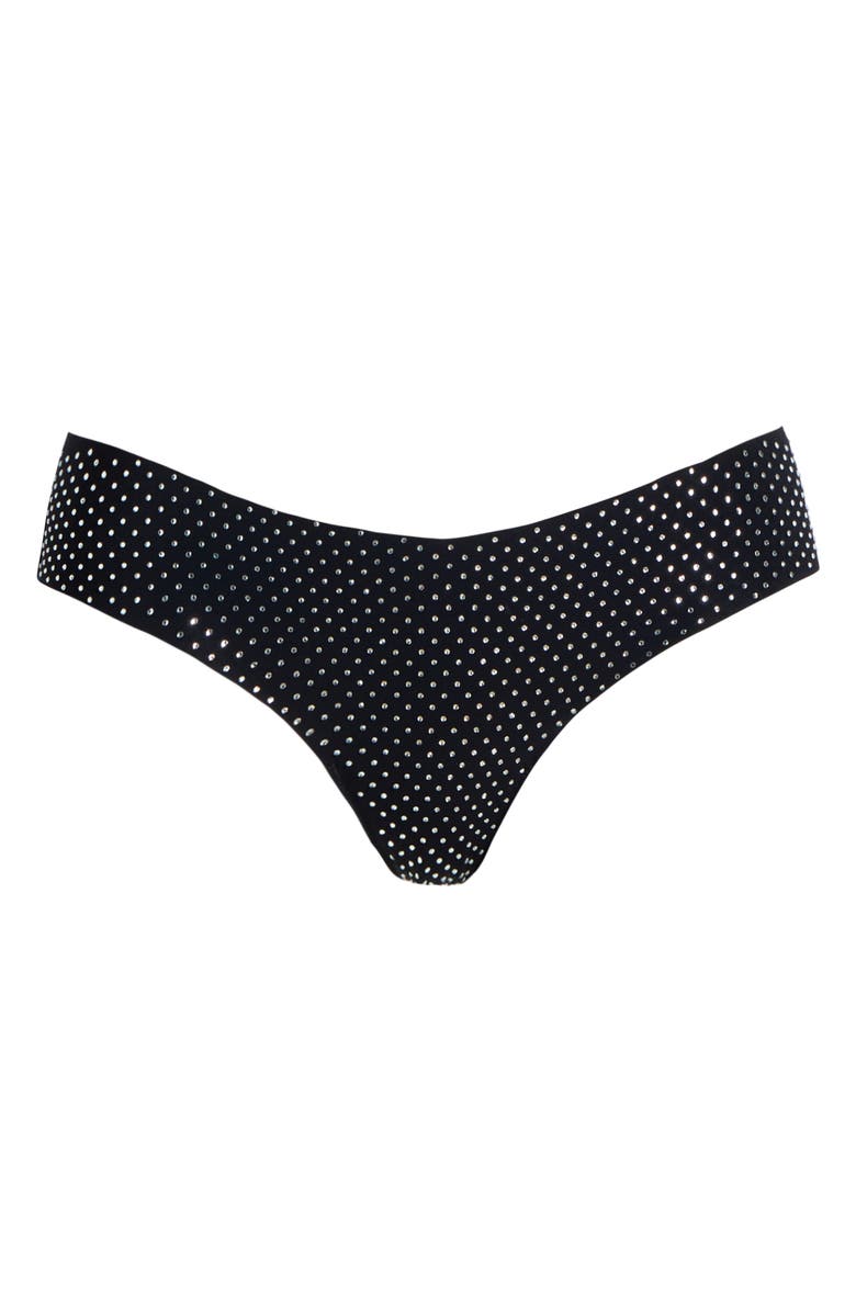 Commando Party Starter Crystal Thong, Alternate, color, Crystal Black