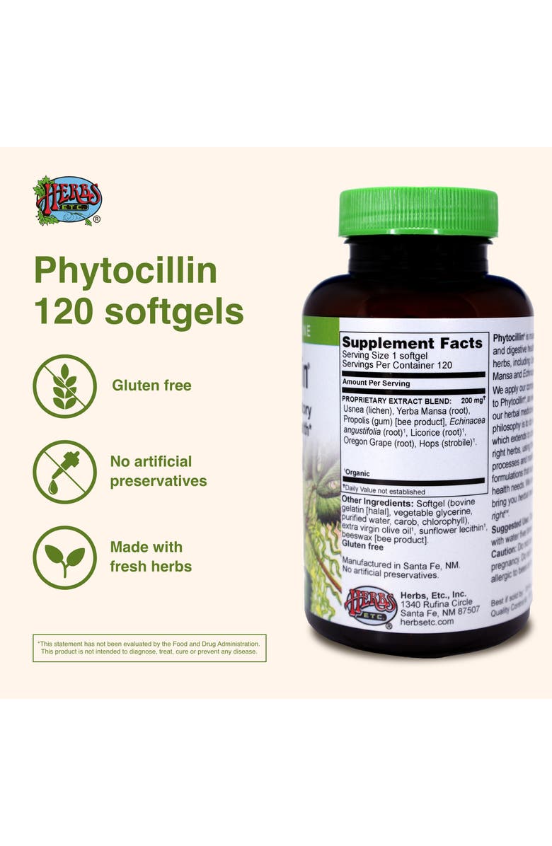 Trace Minerals Phytocillin - Respiratory & Digestive Health Support Supplement - Herbal Formula to Support Digestion - Support Healthy Breathing - 120 Softgels, Alternate, color, 