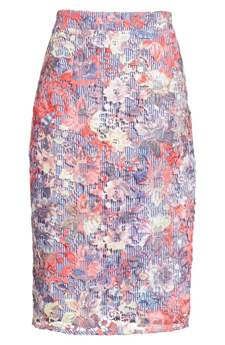 Halogen<sup>®</sup> Lace & Pinstripe Pencil Skirt, Alternate, color,