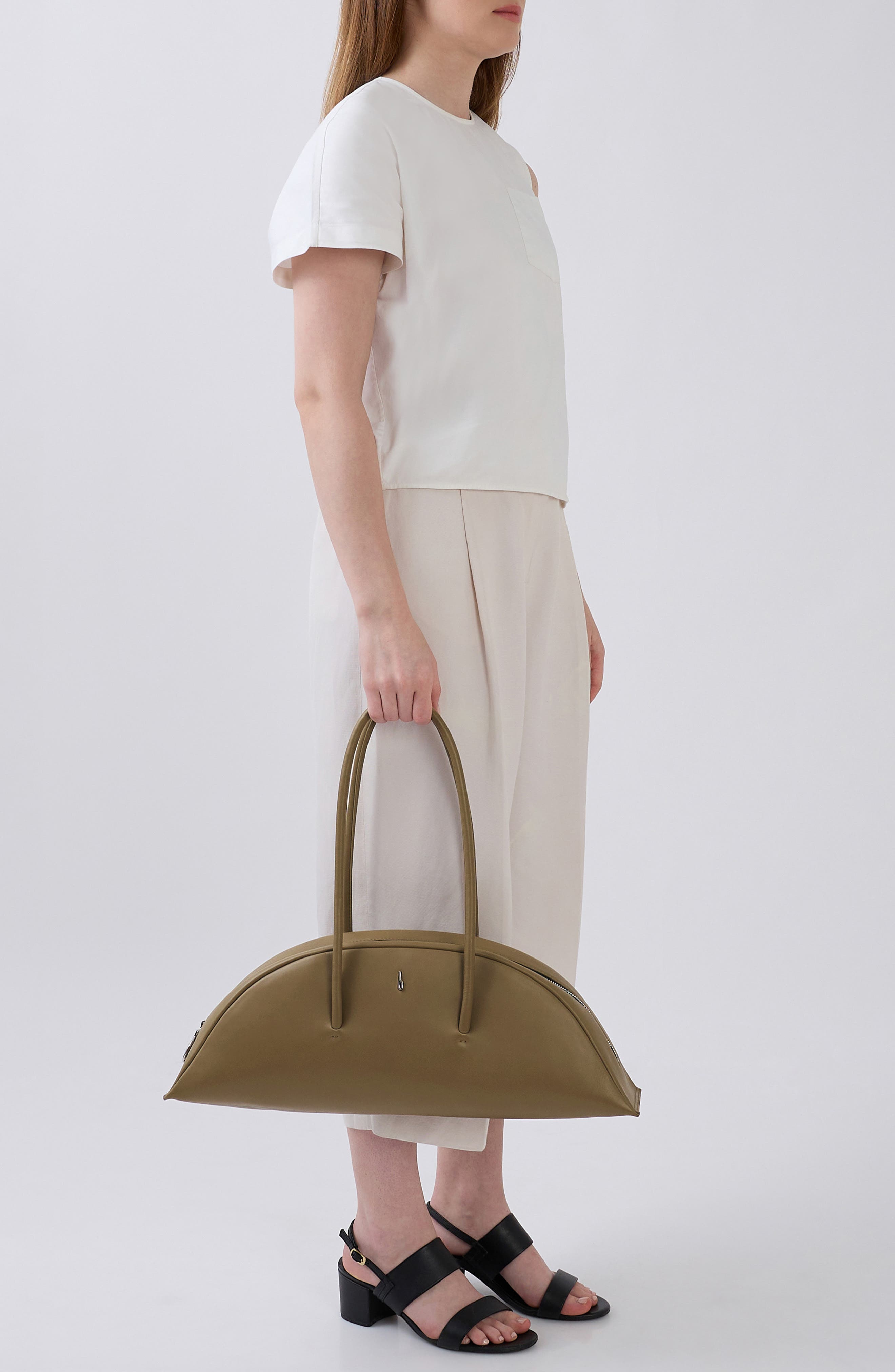 behno Laverne Leather Bowler Bag, Alternate, color, Palm