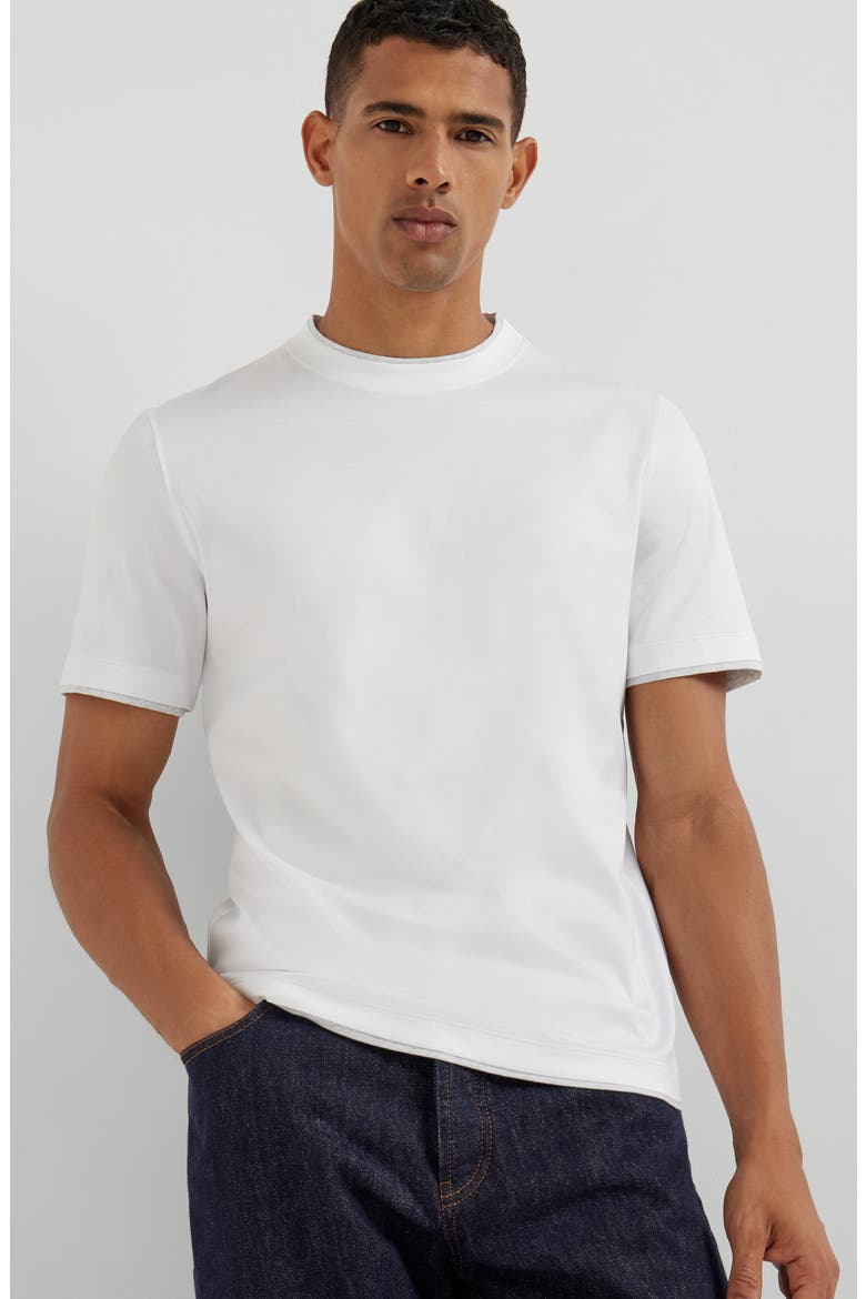 T-shirt with faux-layering, Alternate, color, White