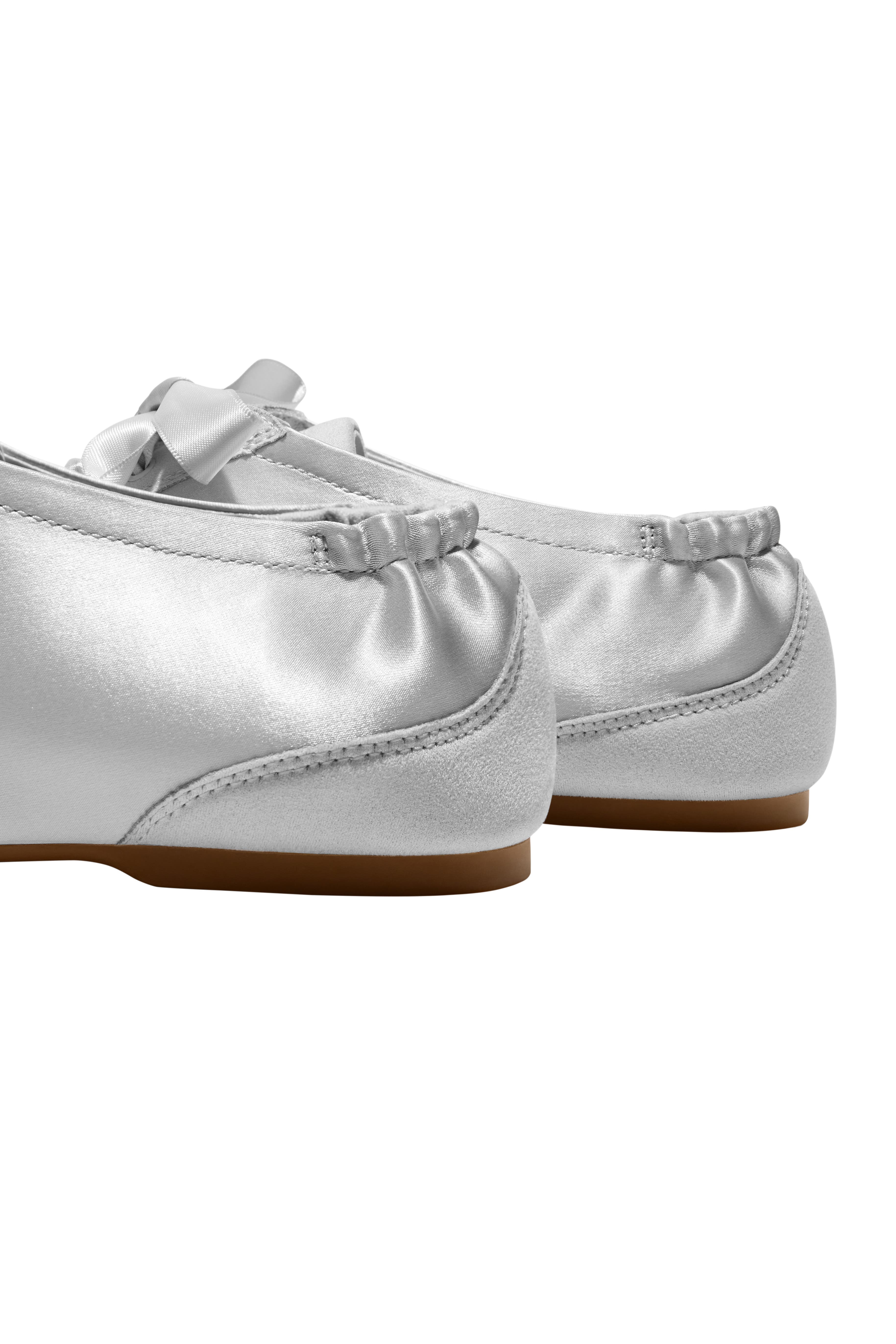 VIVAIA Square-Toe Lace-Up Satin Sneakerina, Alternate, color, Grey Silver