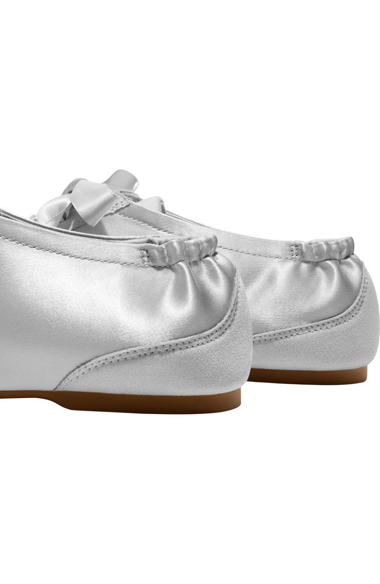 VIVAIA Square-Toe Lace-Up Satin Sneakerina, Alternate, color, Grey Silver
