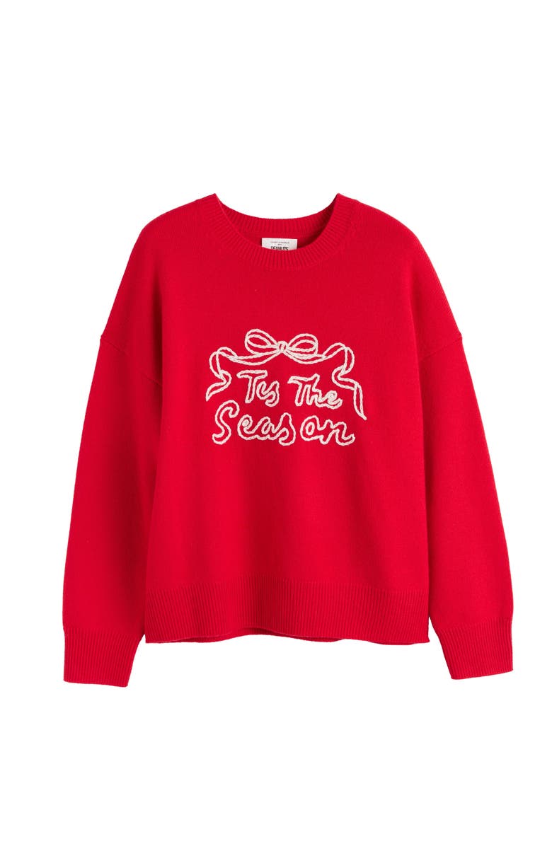 Chinti & Parker Wool-Cashmere Tis The Season Sweater, Alternate, color, Velvet Red