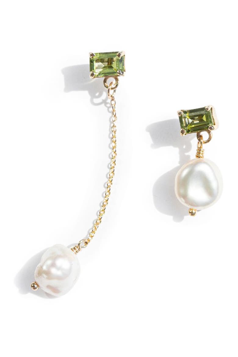 Gemma Keshi Pearl Mismatched Drop Earrings, Main, color, GOLD