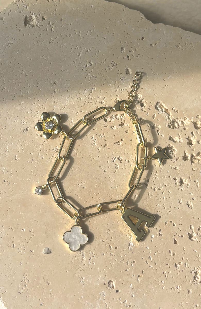 Adornia Initial Charm Bracelet, Alternate, color, Gold-A