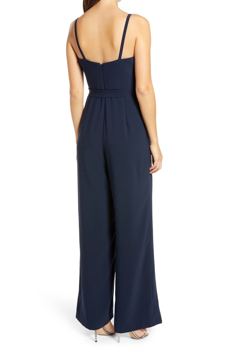 Dessy Collection Alana Crepe Wide Leg Jumpsuit, Alternate, color, 