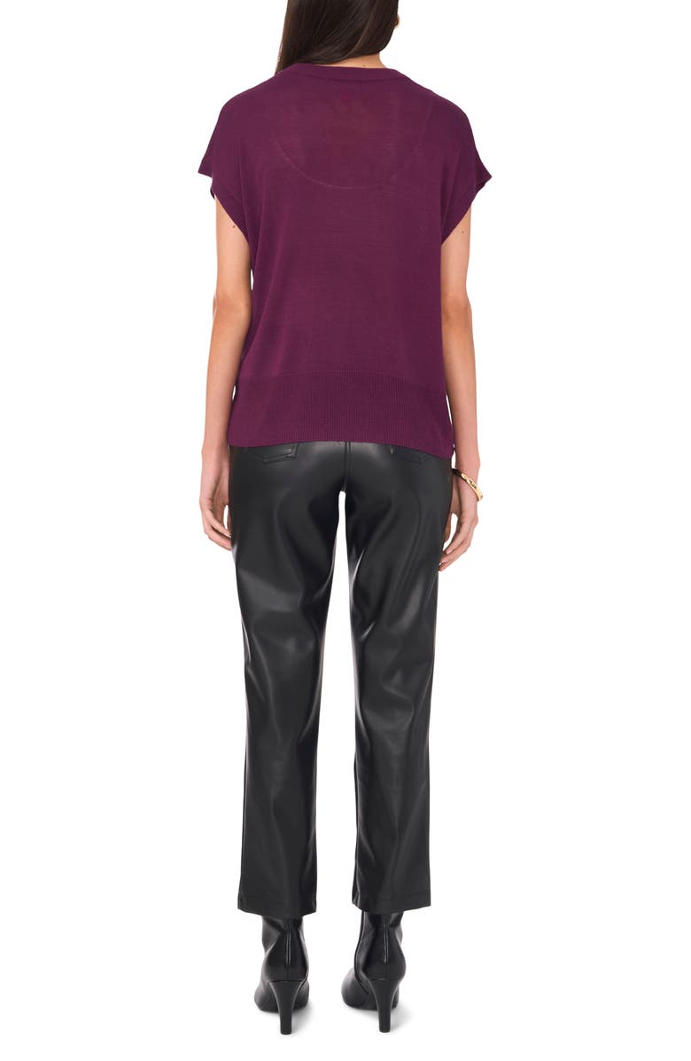 Vince Camuto Short Sleeve V-Neck Sweater, Alternate, color, Winter Bloom