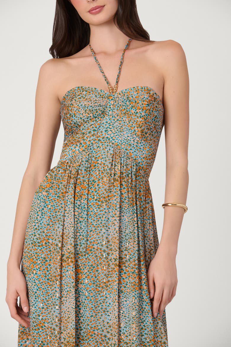 Abstract Animal Gold Clip Chiffon Midnight Grace Dress, Alternate, color, Apricot