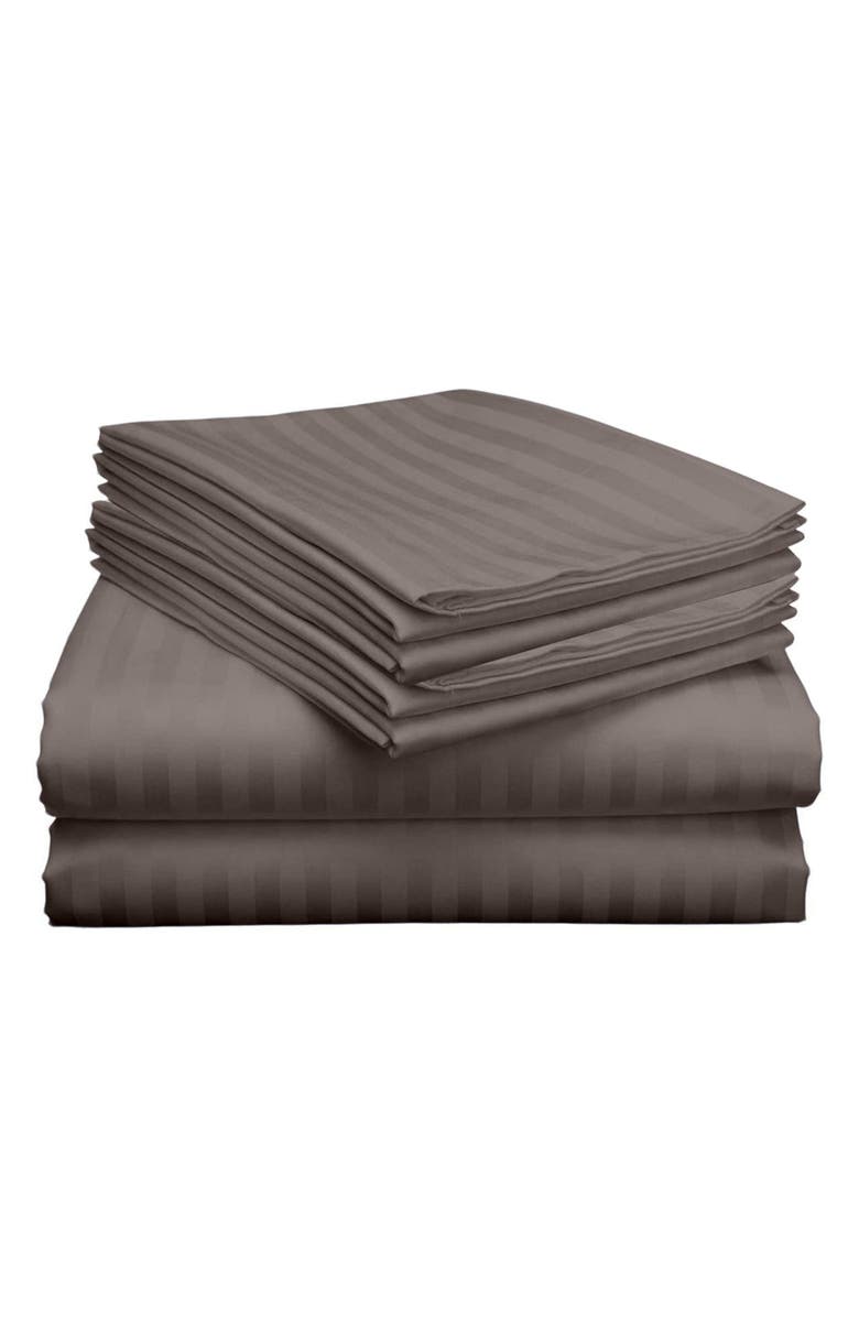 Luxury Home Dobby Stripe Bed Sheet Set, Main, color, Charcoal