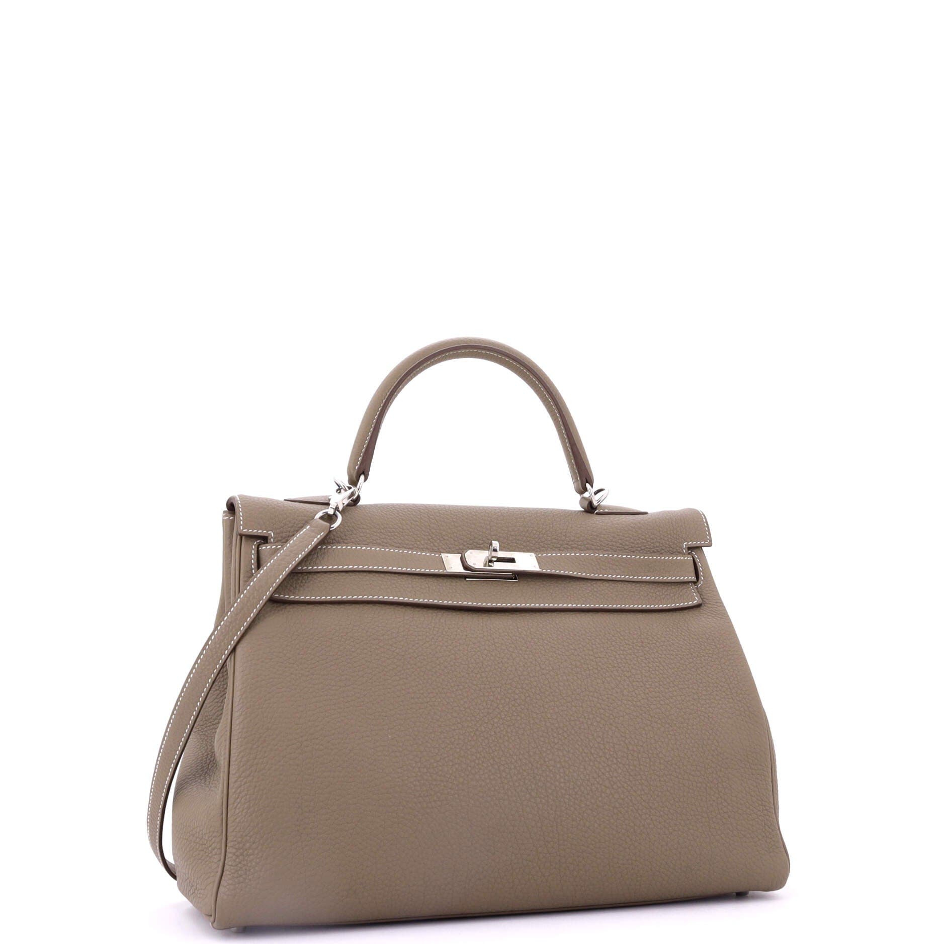 Pre-Owned Hermes Kelly Handbag Grey Togo with Palladium Hardware 35, Alternate, color, 