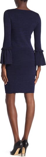 Pleated Long Sleeve Minidress