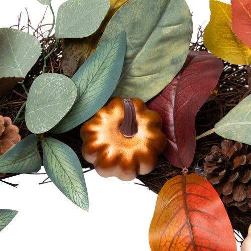 Northlight Pumpkin Pinecone And Gourd Artificial Fall Harvest Wreath In Multi