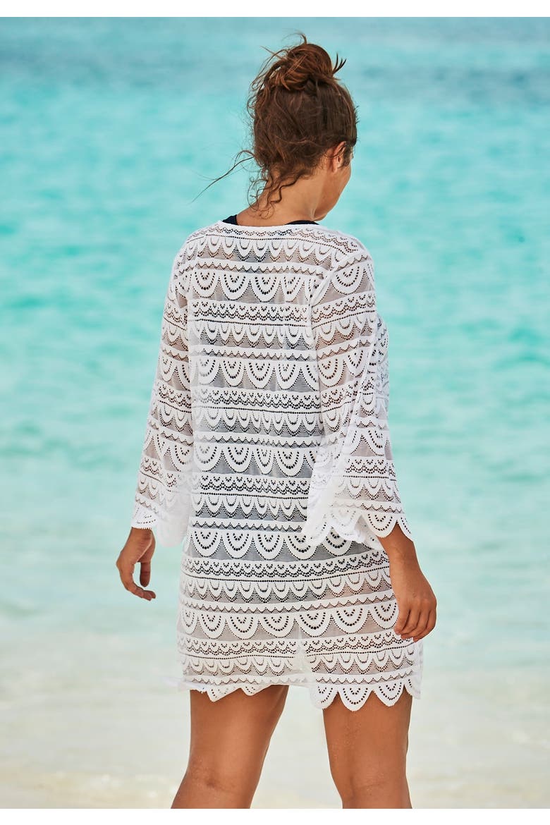 Scallop Lace Cover Up, Alternate, color, WHITE