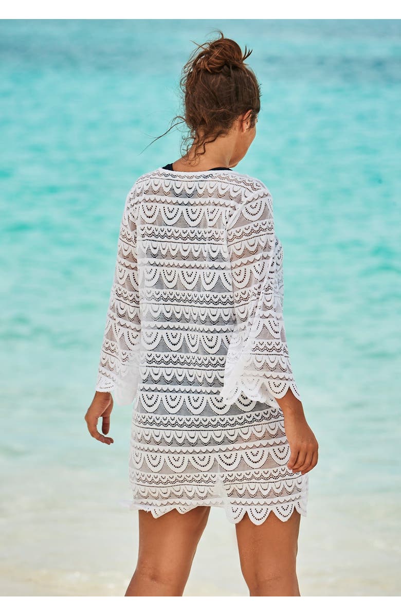 Swim 365 Scallop Lace Cover Up, Alternate, color, Black