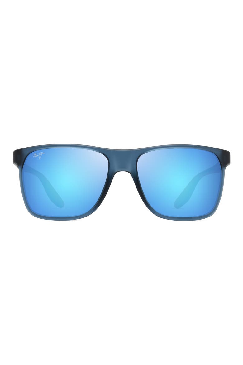 Pailolo 58mm PolarizedPlus2® Rectangular Sunglasses, Main, color, MATTE NAVY