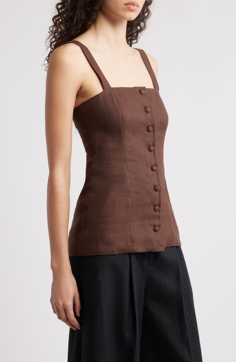 Faithfull the Brand Corbiere Linen Vest, Alternate, color, Bistre