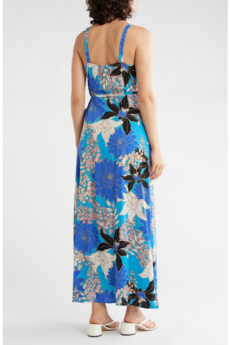 Maxi Wrap Dress, Alternate, color, TURQUOISE/ BLACK