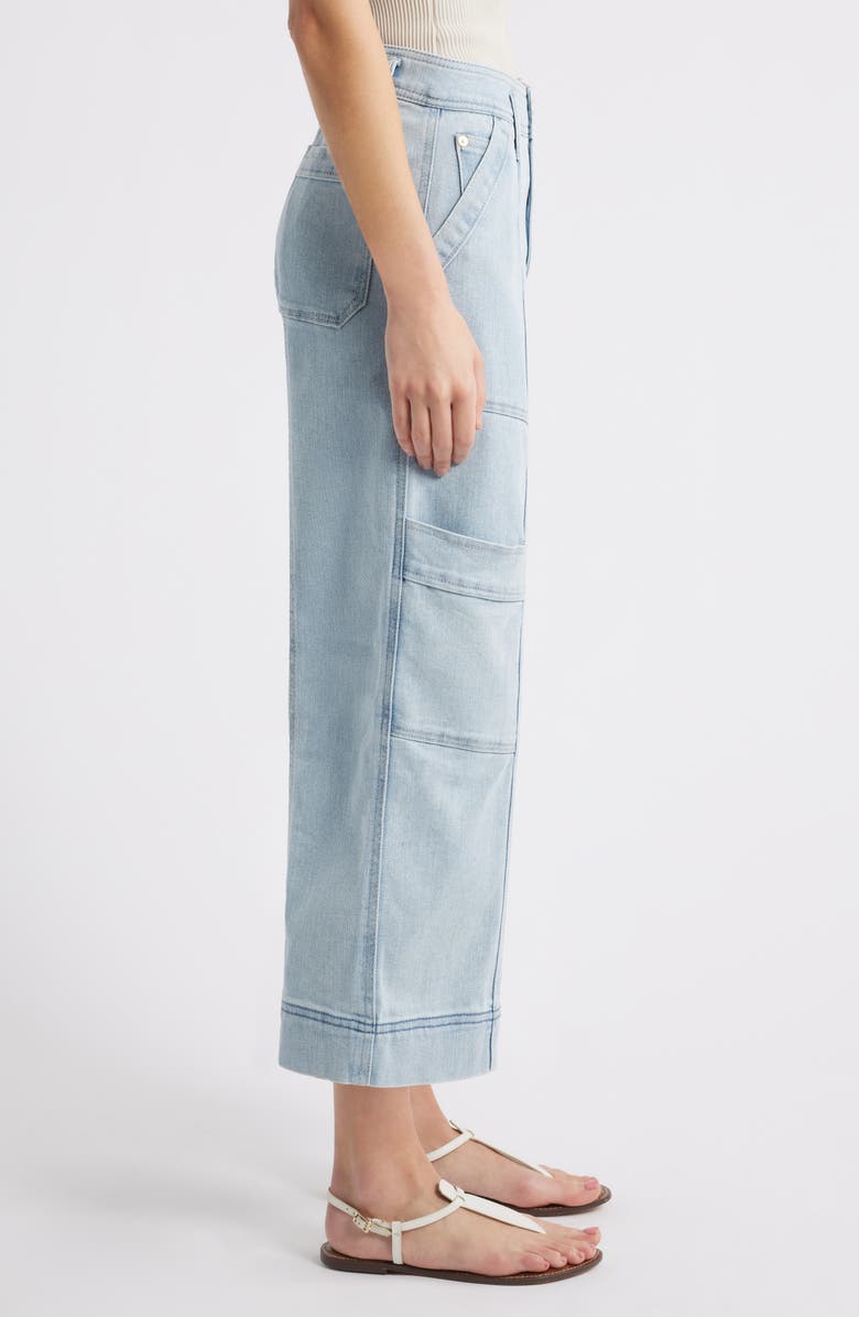 Wit & Wisdom Skyrise Cotton Crop Wide Leg Utility Pants, Alternate, color, Light Blue