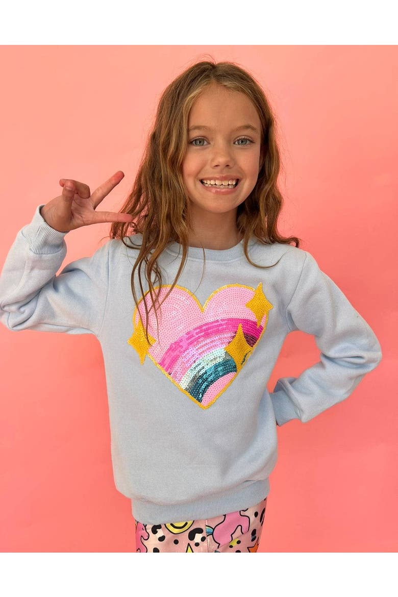 Rainbow Sparkle Heart Sweatshirt, Alternate, color, Blue