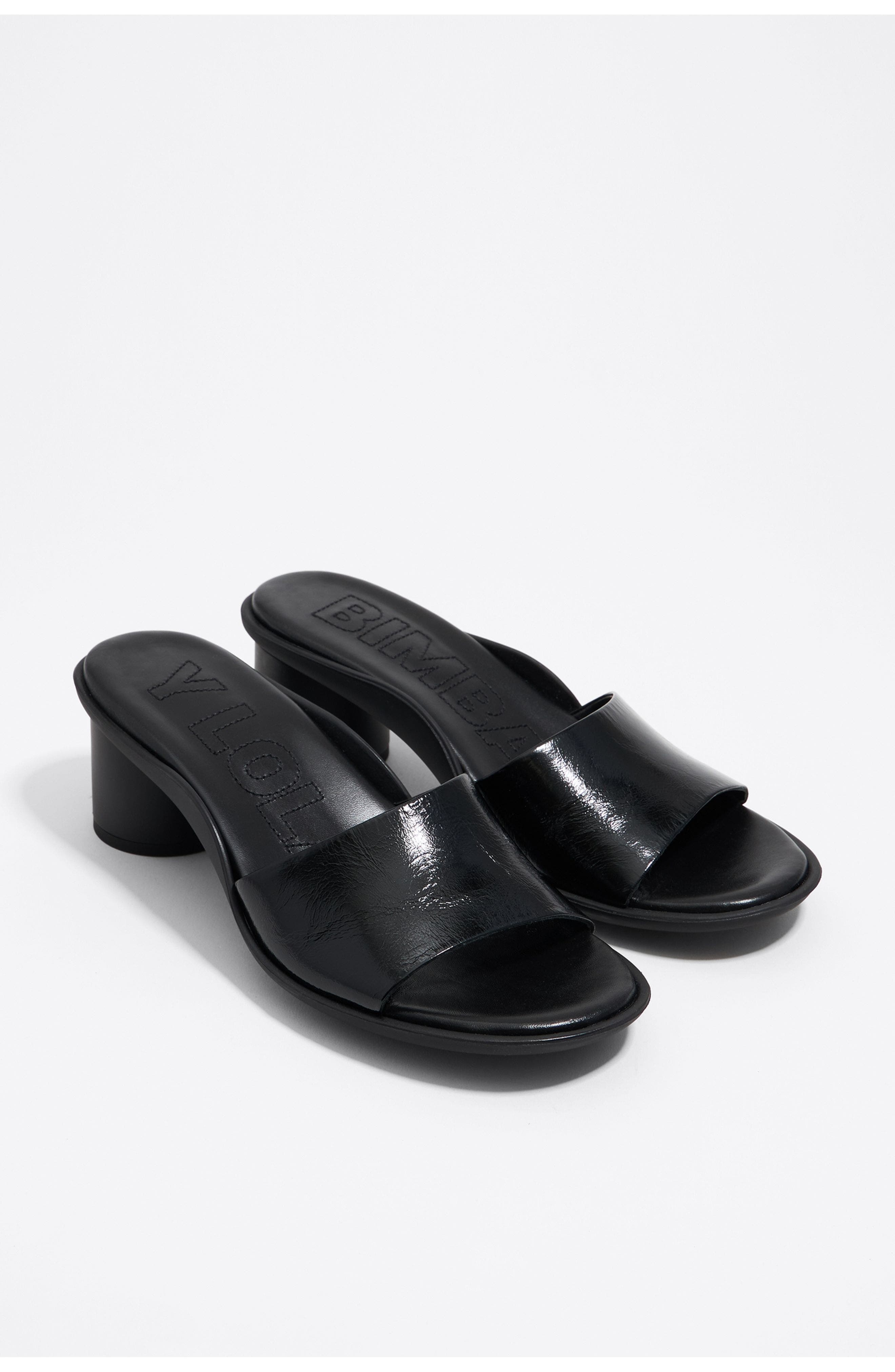 Bimba y Lola Leather Low Heel Sandal, Alternate, color, Black