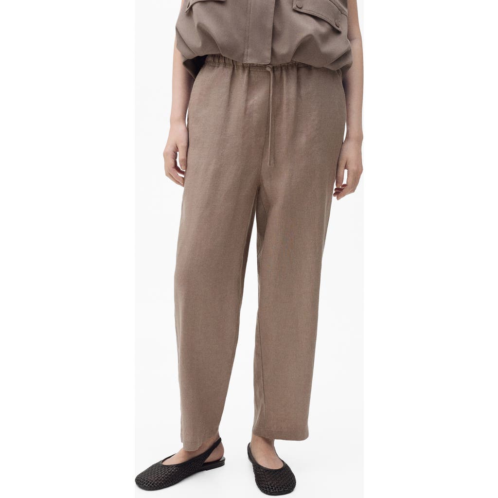 MANGO MANGO LINEN DRAWSTRING PANTS