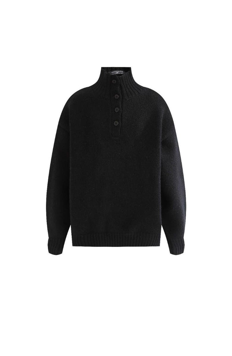MOUSTACHE Button-Up Ribbed Sweater, Main, color, Black