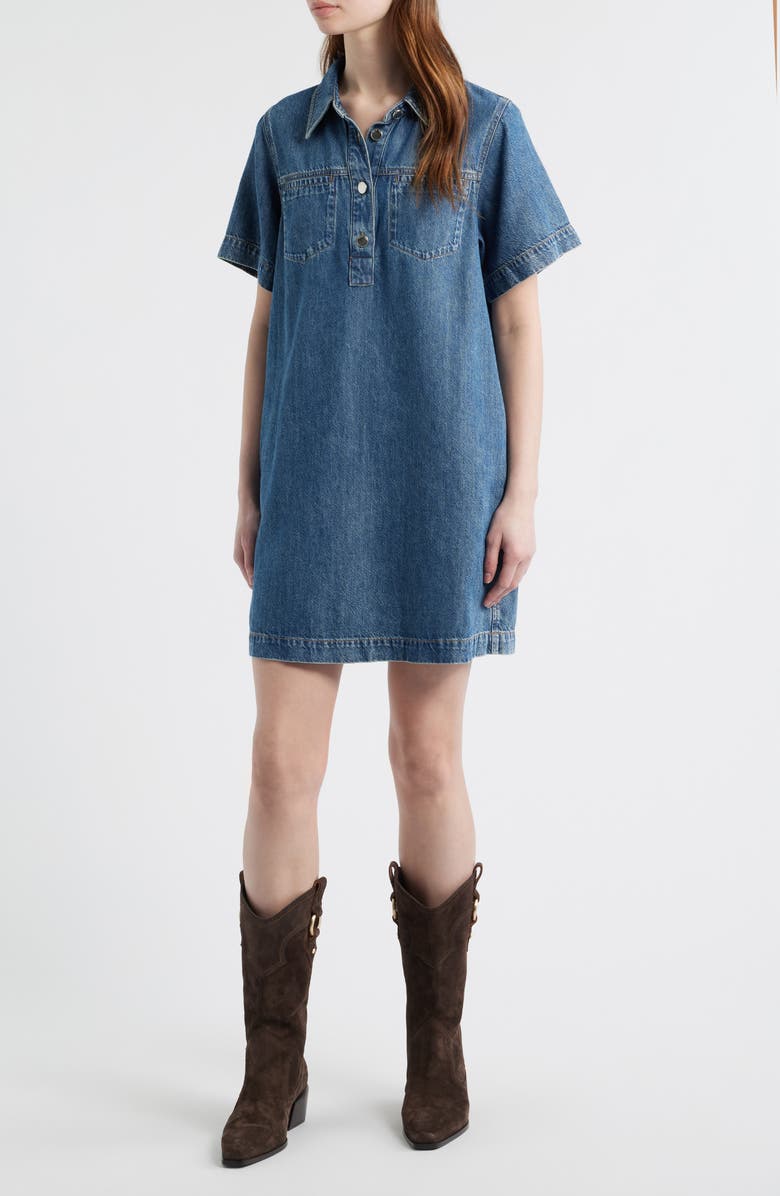 rag & bone Hayley Short Sleeve Denim Dress, Main, color, Delcan