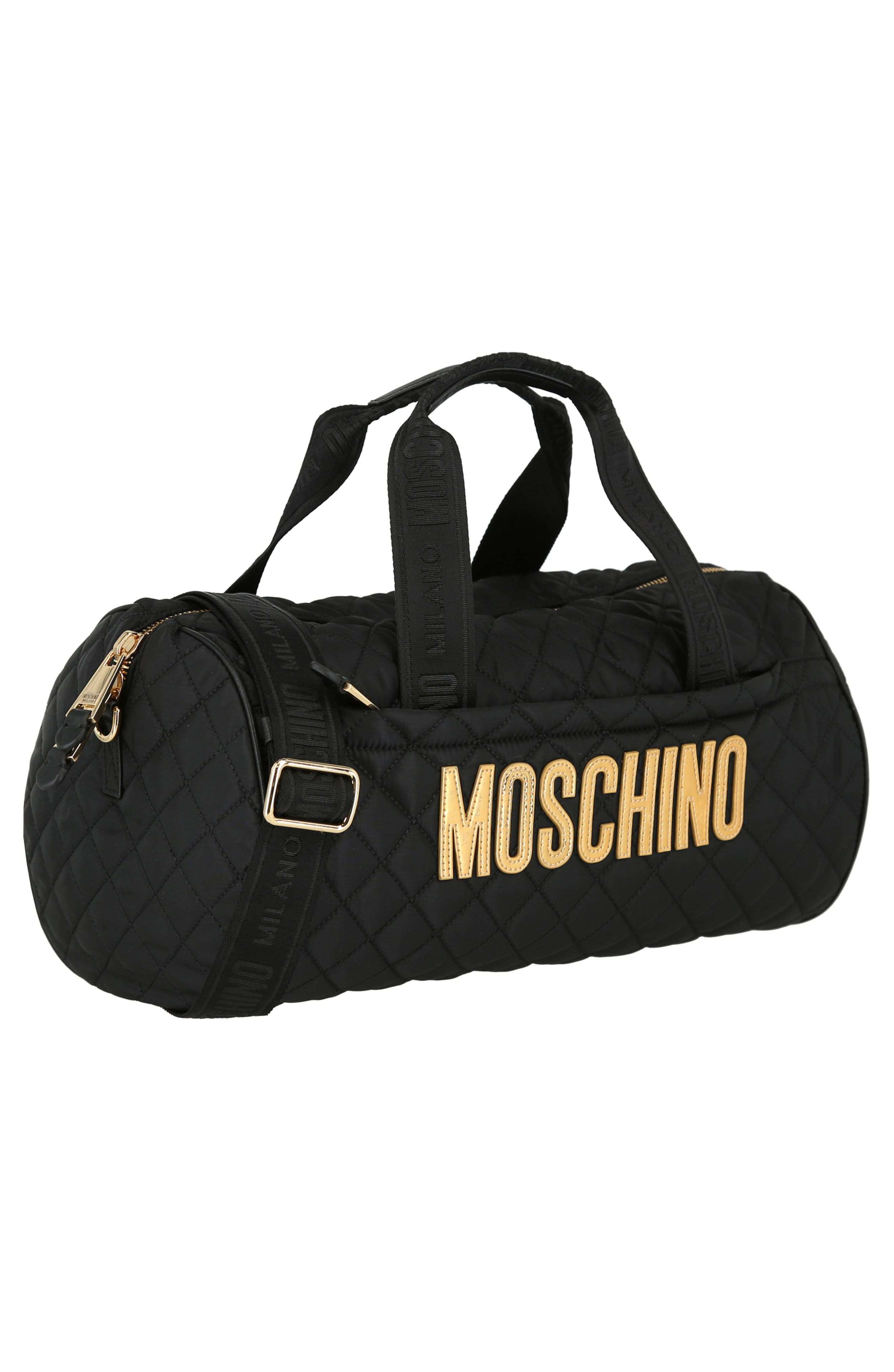 Moschino Travel Quilted Duffle Bag, Alternate, color, 