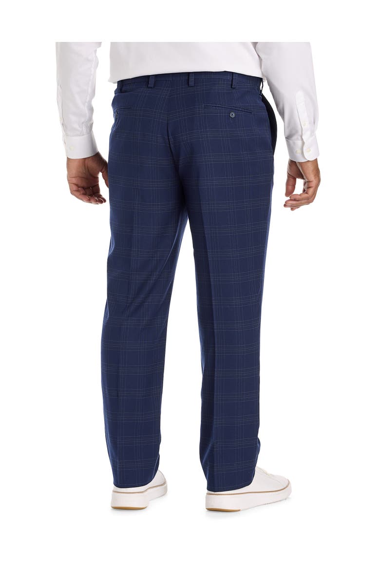 Oak Hill by DXL Big & Tall  Traditional Waist-Relaxer Plaid Dress Pants, Alternate, color, Navy
