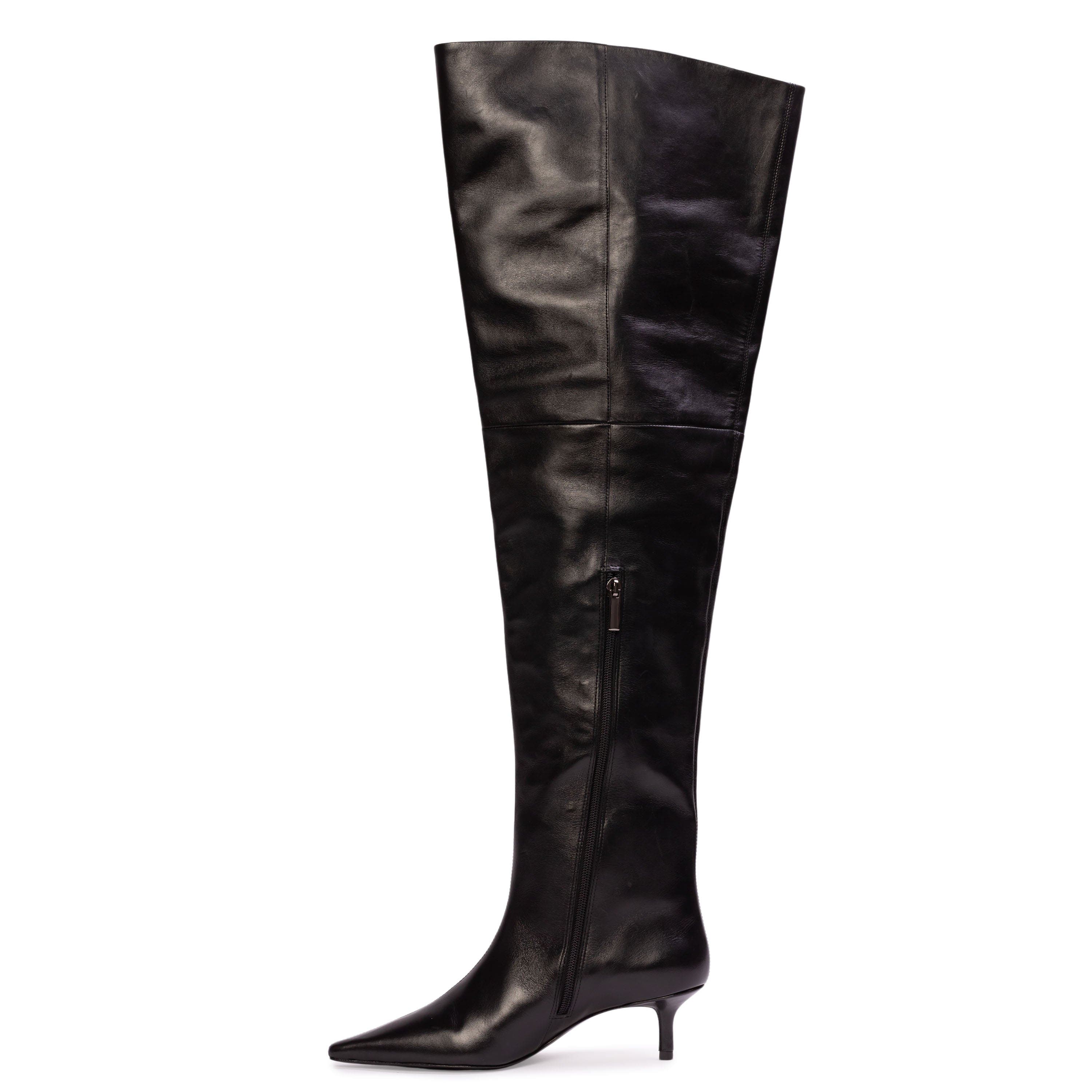 Kira 50 Thigh High Boot, Alternate, color, Black Leather
