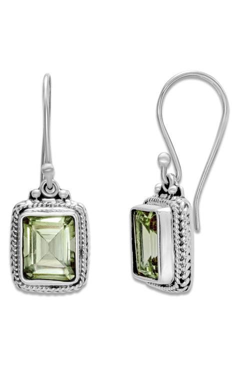 Sterling Silver Green Quartz Drop Earrings
