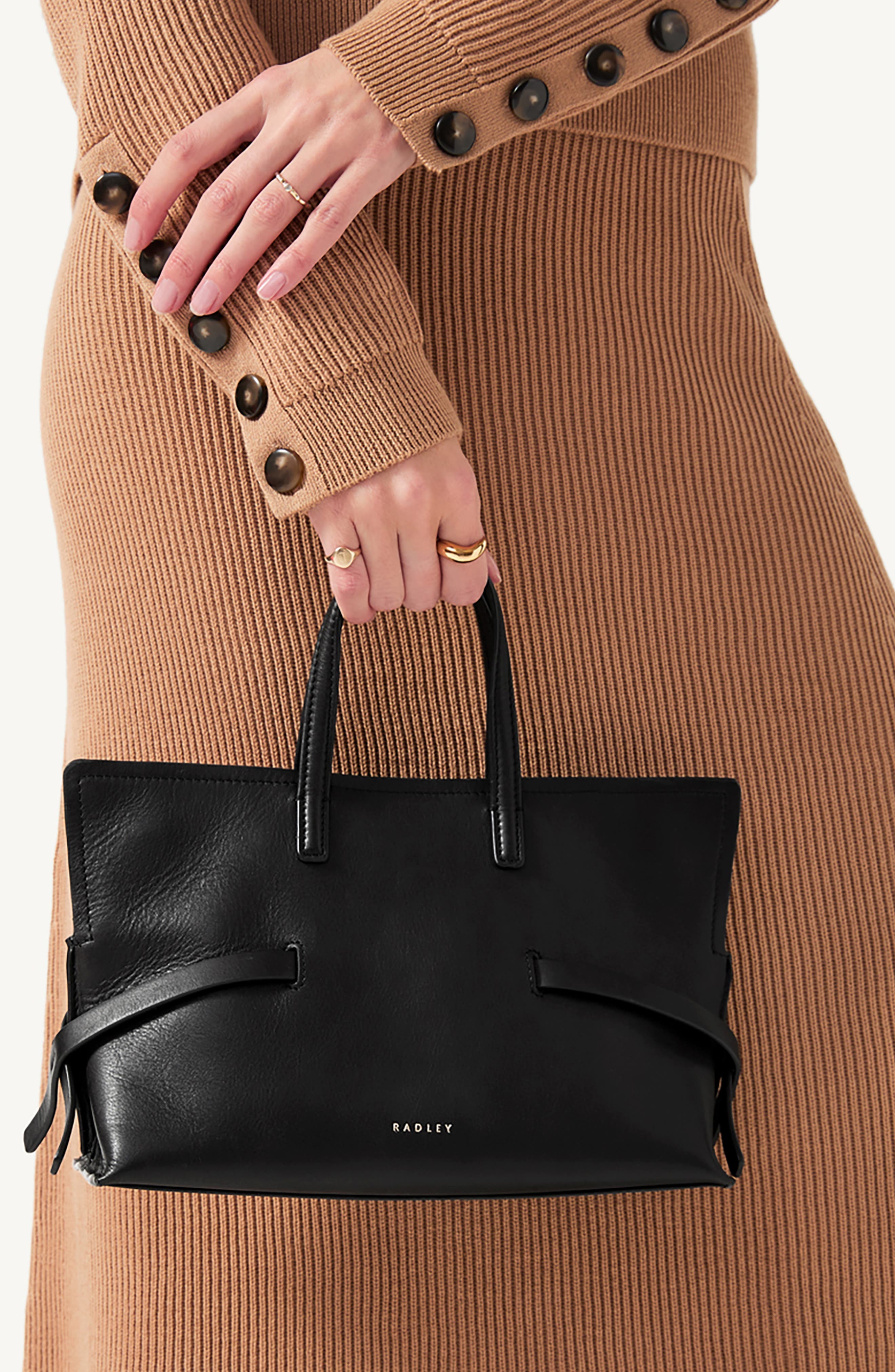 Radley Small Fleet Street Leather Crossbody Bag, Alternate, color, Black