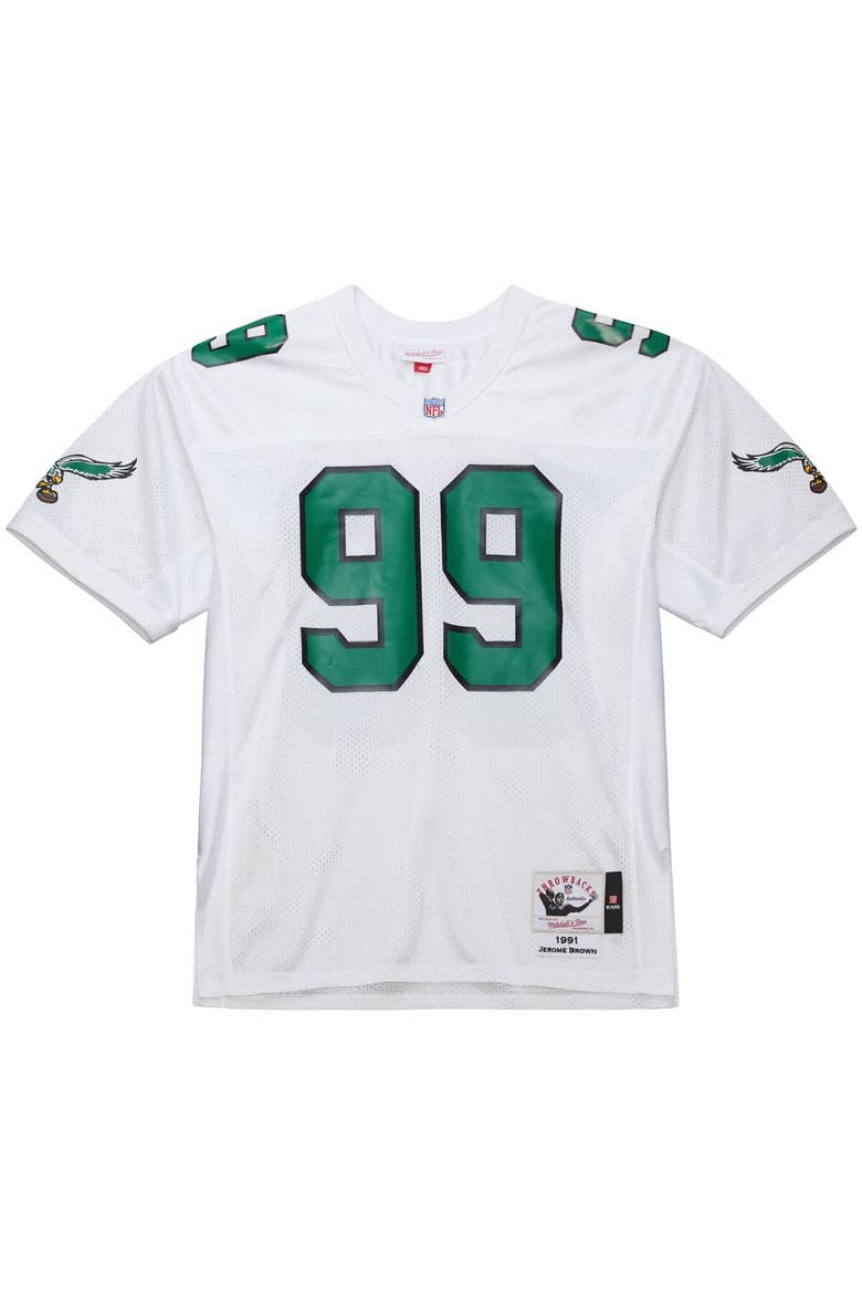 Men's Mitchell & Ness Jerome Brown White Philadelphia Eagles 1991 Authentic Throwback Retired Player Jersey, Alternate, color, White