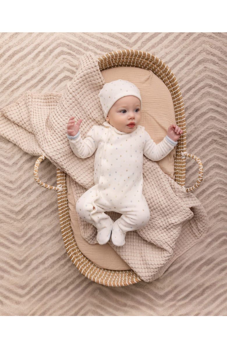 MiniMoi 2 Piece Baby Velour Footie Set, Alternate, color, Marshmallow