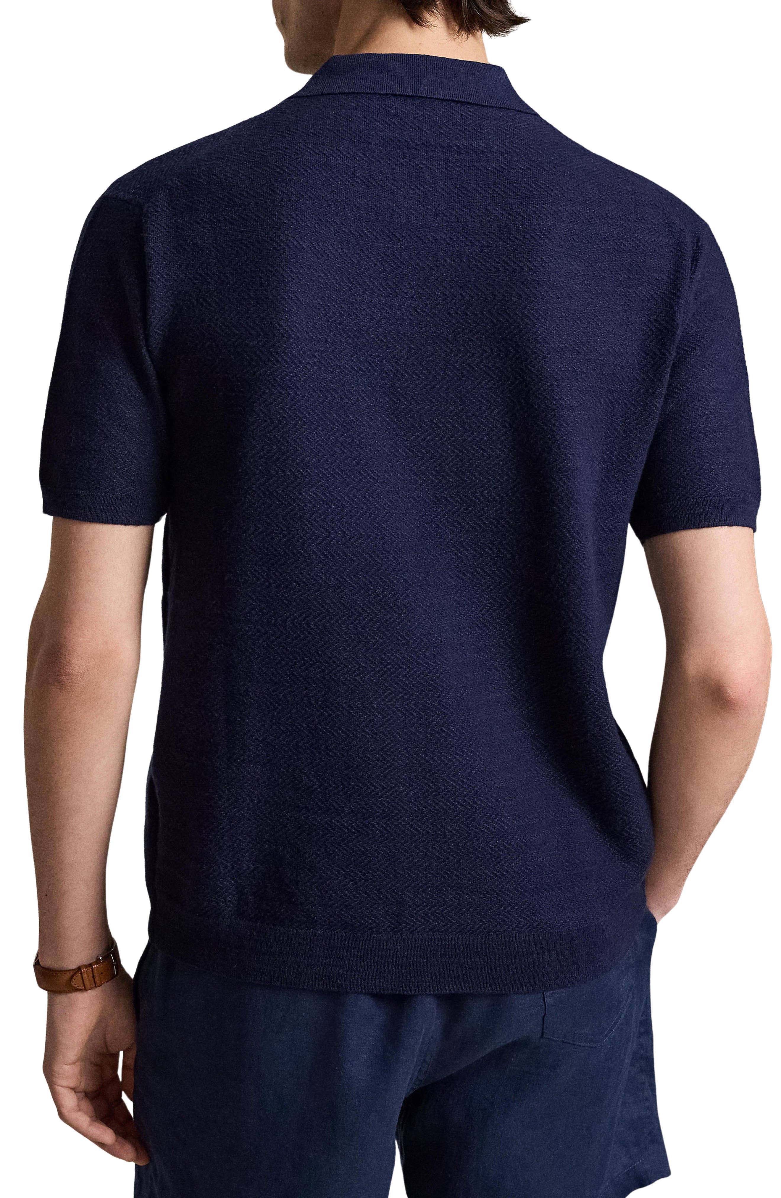 Polo Ralph Lauren Short Sleeve Cotton Herringbone Full Button Cardigan — фото 3